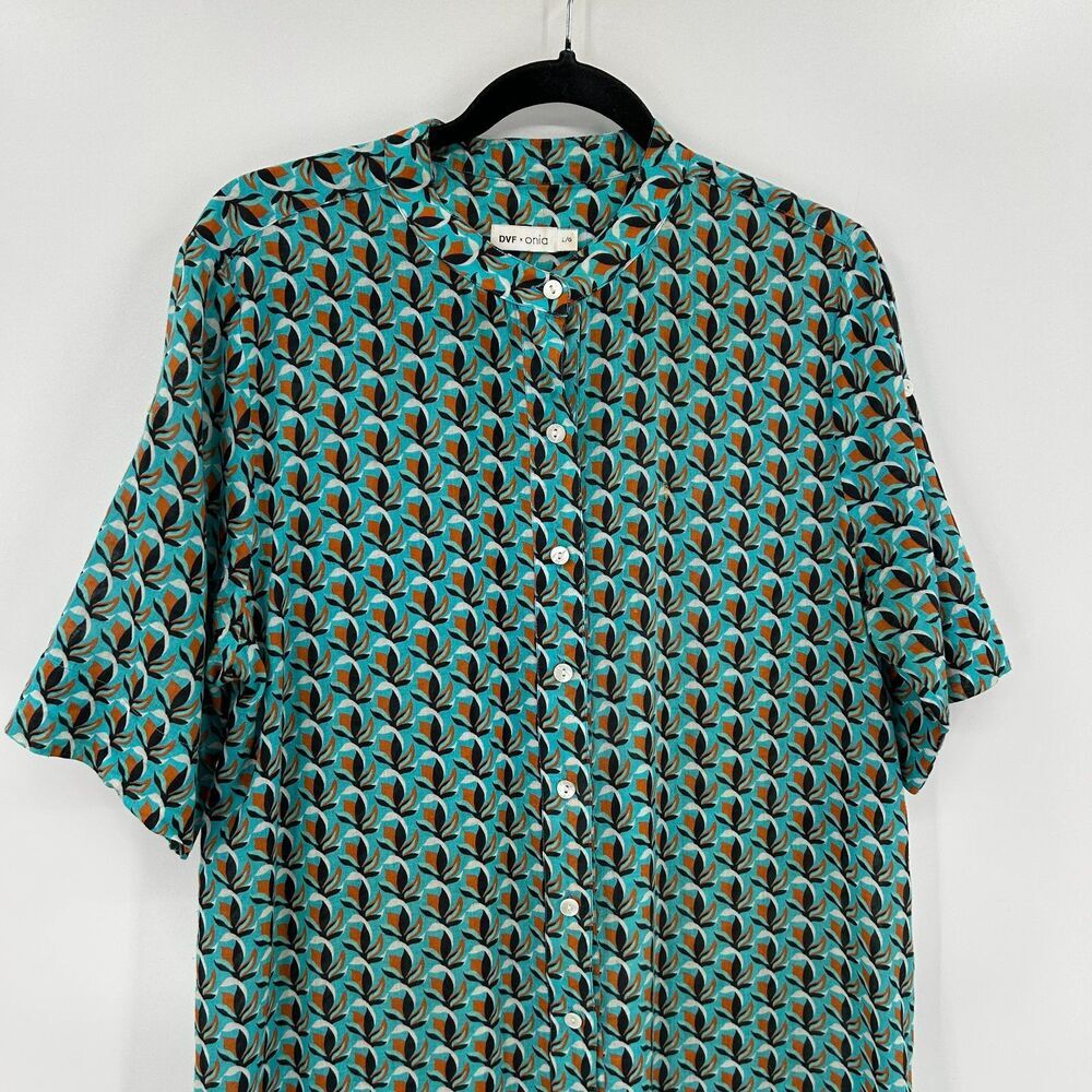 DIANE VON FURSTENBERG x Onia Blue Orange Cotton Maxi Swim Beach Cover Up Large - Picture 5 of 9